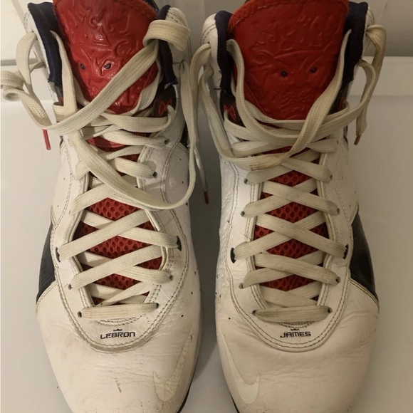 Nike mens sz 13 LeBron 8 Flywire White and Blue Athletic Shoes 417098-100 - Picture 4 of 12